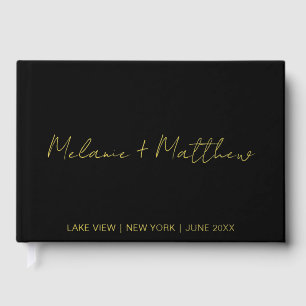 Real Gold Folie Modern Handschrift Script Guestboo Gastenboek
