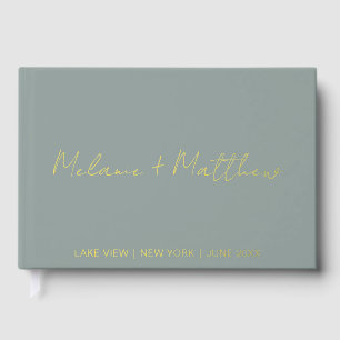 Real Gold Folie Modern Handschrift Script Guestboo Gastenboek