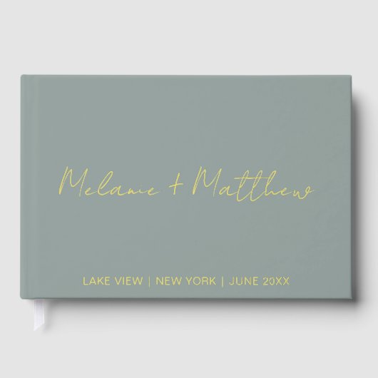 Real Gold Folie Modern Handschrift Script Guestboo Gastenboek (Voorkant)