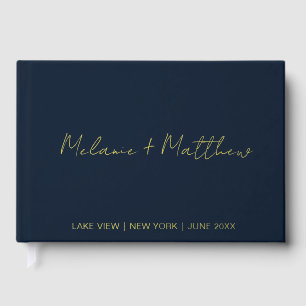 Real Gold Folie Modern Handschrift Script Guestboo Gastenboek