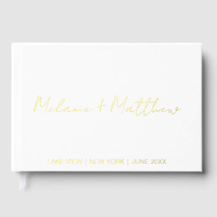 Real Gold Folie Modern Handschrift Script Guestboo Gastenboek