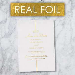 Real Gold Folie Monogram Trouwen Save the Date Uitnodiging