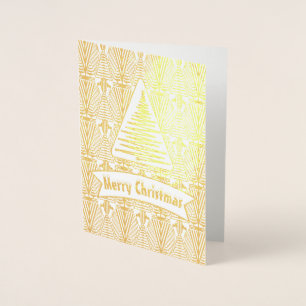 Real Gold Great Gatsby Art Deco Merry kerst Folie Kaarten