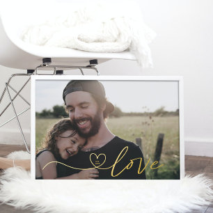 Real Gold HARDE VAN DE LOVE Calligrafie-foto Folie Afdrukken