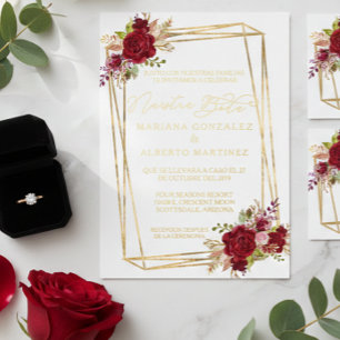 Real Gold Wedding Spain Nuestra Boda Folie Uitnodiging