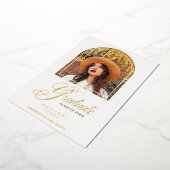 Real Golden Graduation Fancy Arch Effect Wisteria Folie Uitnodiging (Gedraaid)