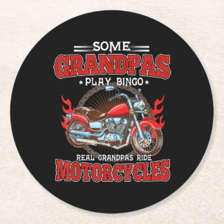 Real Grandpas Ride Motorcycle Motorbike Lover Ronde Kartonnen Onderzetter