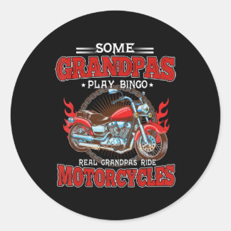 Real Grandpas Ride Motorcycle Motorbike Lover Ronde Sticker