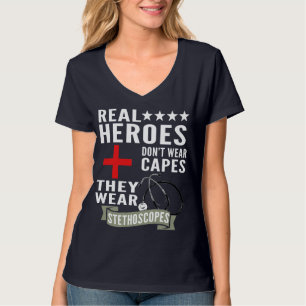 Real Heroes Draag geen kaken die stethoscopen Draa T-shirt