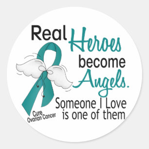 Real Heroes wordt Angels Ovarian Cancer Ronde Sticker