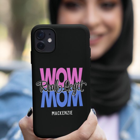 Real Legit Wow Mom Print (rose et bleu) Coque
