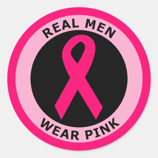 REAL MAN DRAAG PINK RONDE STICKER (Voorkant)