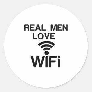 REAL MAN LOVE WIFI RONDE STICKER