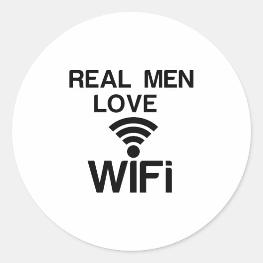 REAL MAN LOVE WIFI RONDE STICKER (Voorkant)