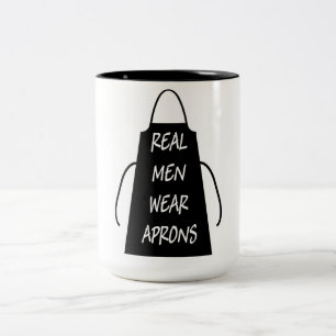 Real Mannen Draag Aprons (zwart) Tweekleurige Koffiemok