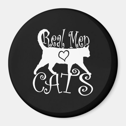 Real Mannen Love Cats Graphic Design on Black Deco Magneet (Voorkant)