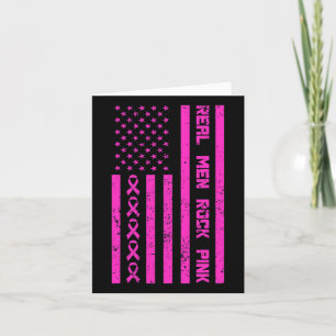 Real Mannen Rock roze Ribbon Breast Cancer Bewusth Kaart