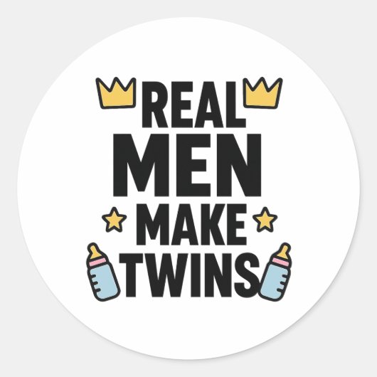 Real Men Make Twins Ronde Sticker (Voorkant)