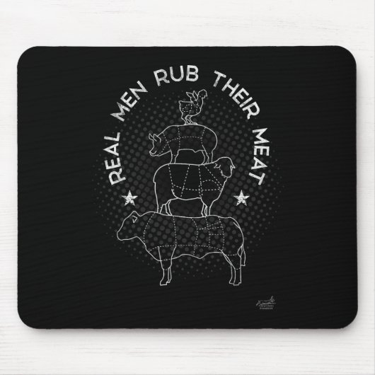 Real Men Rub Their Meat Bbq Smoker Master  Muismat (Voorkant)