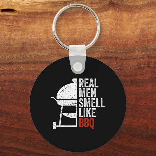 Real Men Smell Like Byrbecue Funny Bbq Grilling Gi Sleutelhanger (Voorkant)