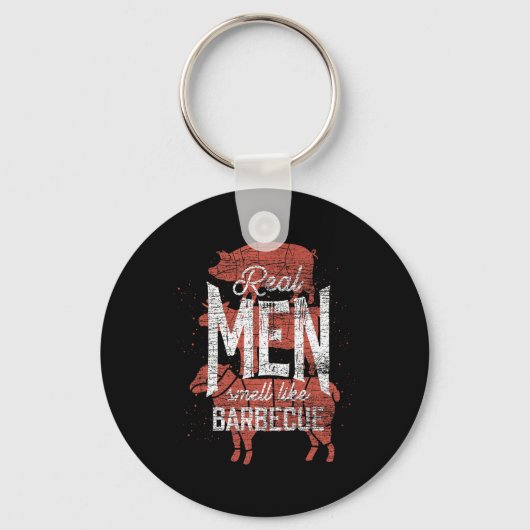 Real Men Smell Like Byrbecue Smoked Meat Men Gift Sleutelhanger (Voorkant)