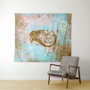 Real Mermaid Life - Glitter Gold Mermaid Wandkleed