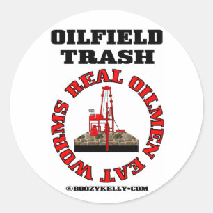 Real Oilmen Eat Worms, Oilfield Sticker, Drilling Ronde Sticker