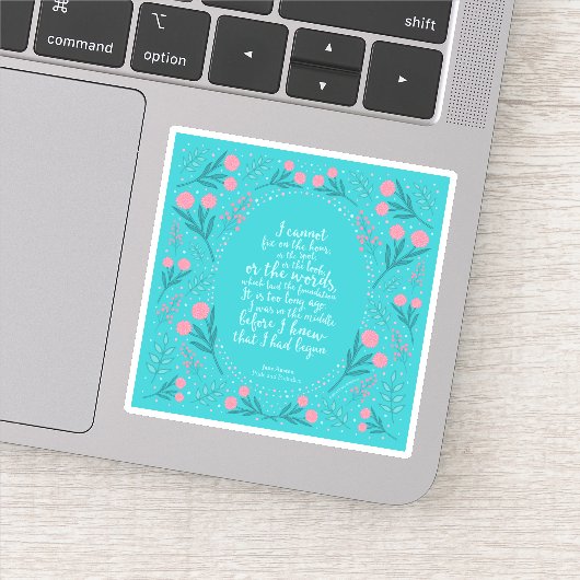 Real & Pink Floral Jane Austen Pride en Prejudice Sticker (Detail)