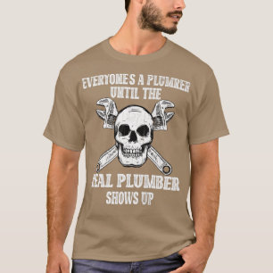 Real Plumber Skeleton Funny Plumbing Pipefitter GR T-shirt