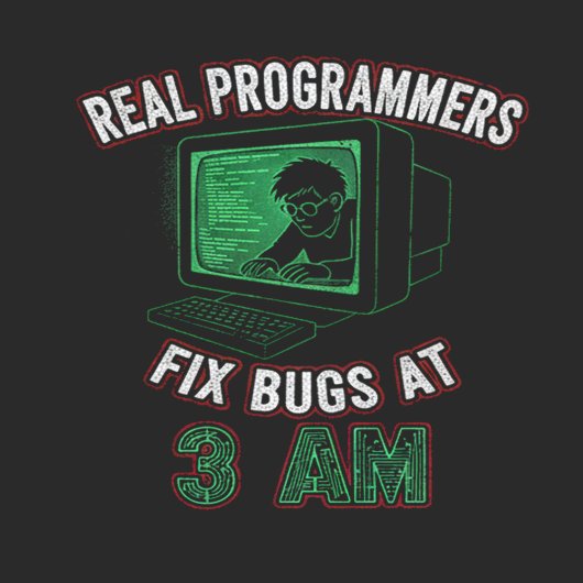 Real Programmers Fix Bugs at 3AM – Funny Coding T-shirt
