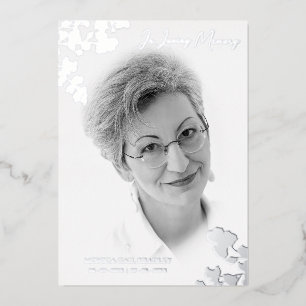 Real Silver Black White Photo Botanical Branches Folie Uitnodiging