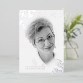 Real Silver Black White Photo Botanical Branches Folie Uitnodiging (Staand Voorkant)