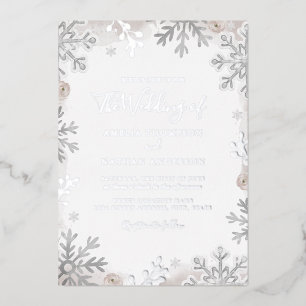 REAL SILVER FOIL Blush Snowflake Weddenschap Folie Uitnodiging