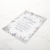 REAL SILVER FOIL Blush Snowflake Weddenschap Folie Uitnodiging (Gedraaid)