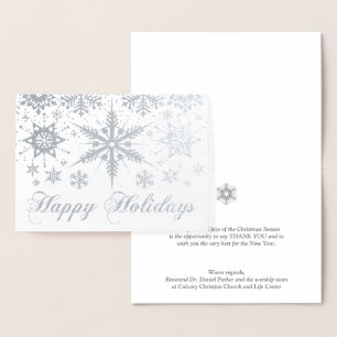 REAL Silver Foil Snowflakes Prettige feestdagen ka Folie Kaarten
