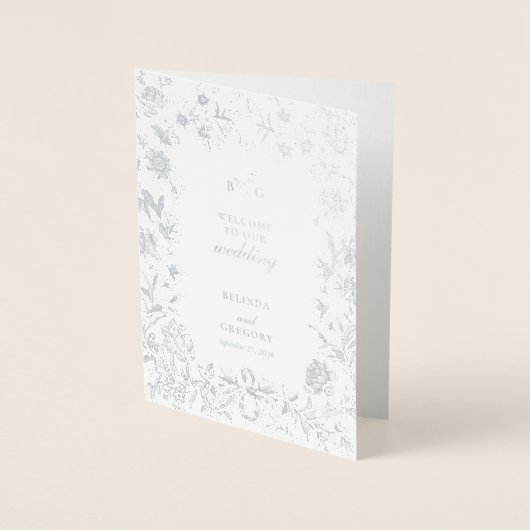 Real Silver Foil Wedding Order of Service Programm Folie Kaarten (Voorkant)