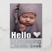 Real Silver Photo Collage Hello Baby Faire-part (Recto)