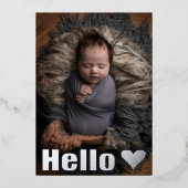 Real Silver Photo Collage Hello Baby Faire-part (Recto)