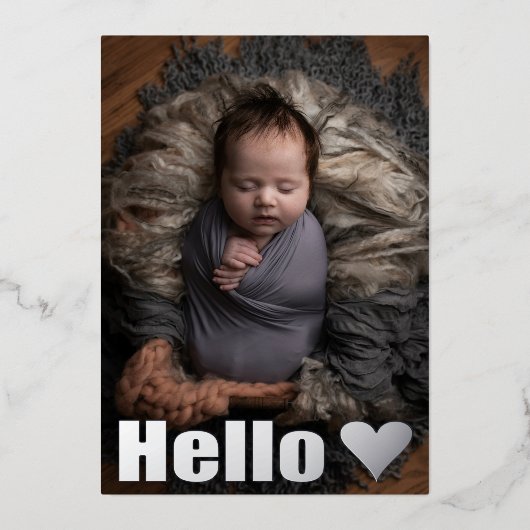 Real Silver Photo Collage Hello Baby Faire-part (Recto)