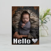 Real Silver Photo Collage Hello Baby Faire-part (Debout devant)