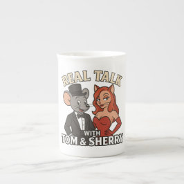 Real Talk met Tom en Sherry Cartoon Koffiemok 2 Porselein Kop