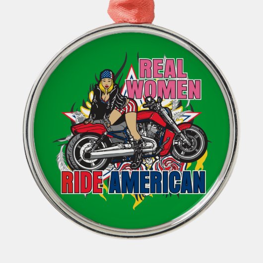 Real Women Ride American Motorcycle Ornament (Voorkant)
