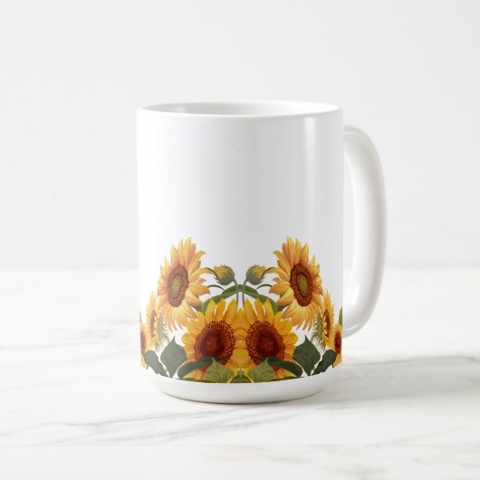 Real Yellow Sunflowers  Mug (Devant droit)