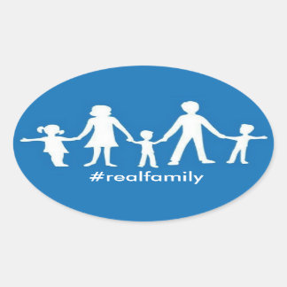 #realfamily Oval Sticker met traditionele waarden
