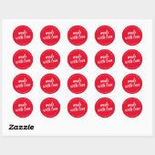 Réalisé Avec Amour Script Bold Rouge Sticker rond (Feuille)