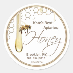 Réaliste Bee Honeycomb Miel étiquette goutte blanc