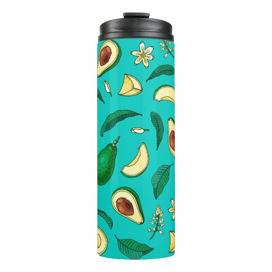 Realistic avocado. Seamless pattern. Summer exotic Thermosbeker (Voorkant)