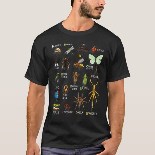 realistic bugs Collection chart Species insect Ent T-shirt (Voorkant)