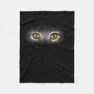 Realistic Cat Eyes Kat Feline Graphic Art Zwart Fleece Deken