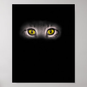 Realistic Cat Eyes Kat Feline Graphic Art Zwart Poster